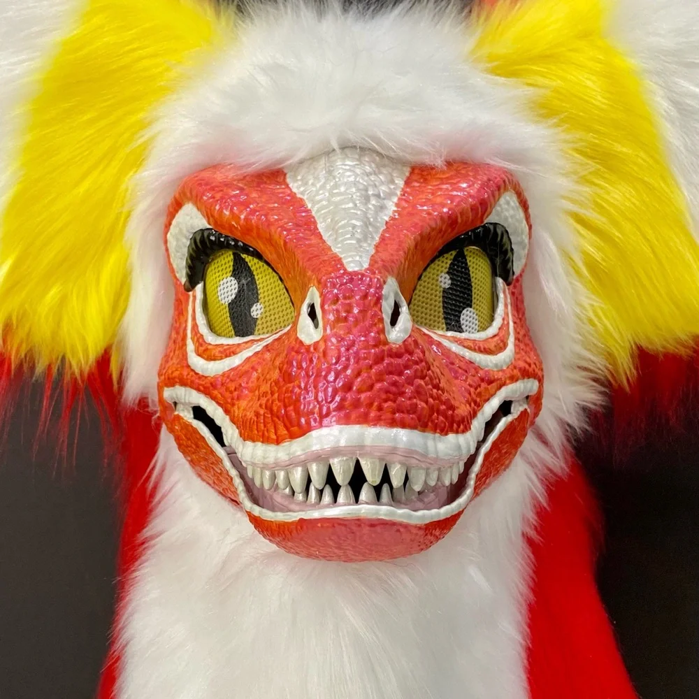 Dino Furry Mask/Fursuit Head with Nub Tail, styrofoam head and stand